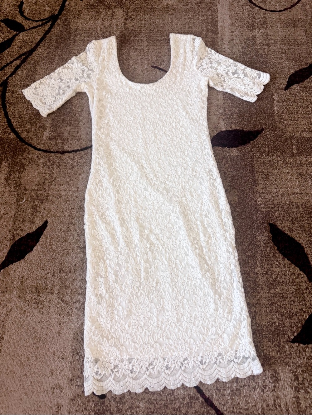 White Lace Scoop Neck Dress